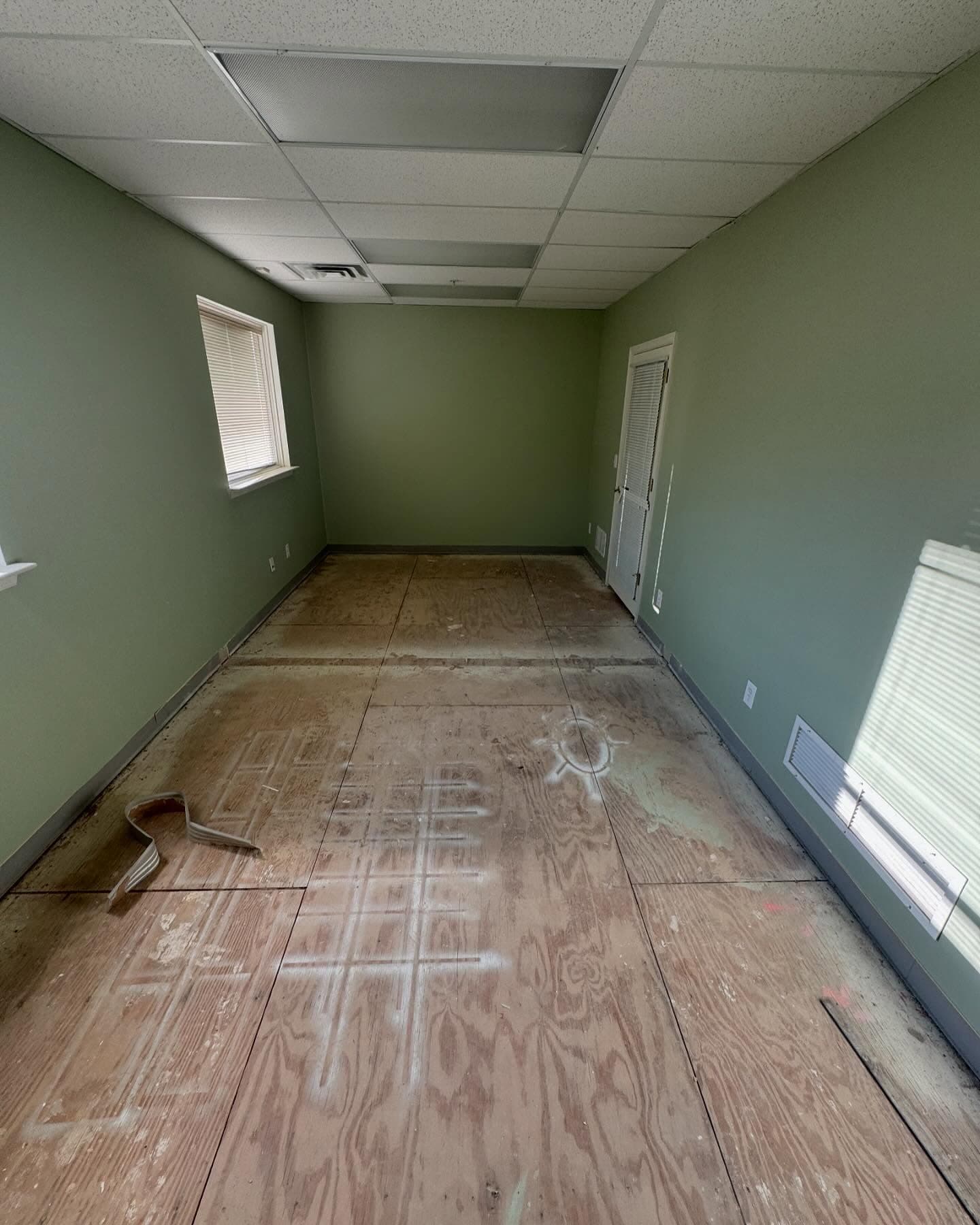 New plank flooring before